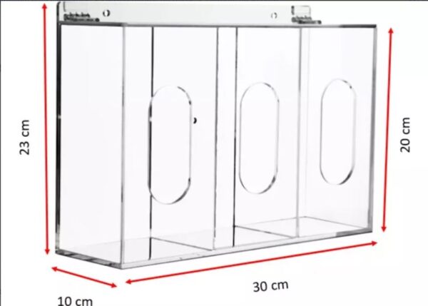 Dispensador Acrílico Con 3 Divisiones Cubrebocas, Cofias y mas - Imagen 2