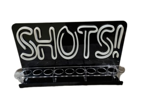 Porta Shots De Acrílico "SHOTS" Luz Neon Led 36cm - Imagen 9