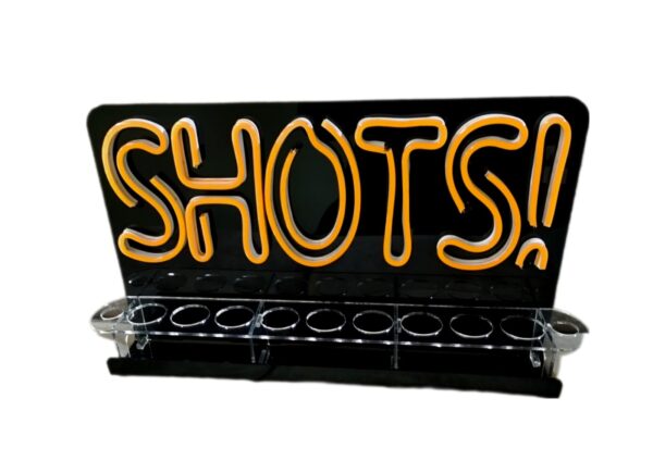 Porta Shots De Acrílico "SHOTS" Luz Neon Led 36cm - Imagen 8