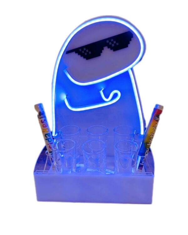 Porta Shots De Acrílico FLORK MEME Luz Neon Led 25cm - Imagen 4