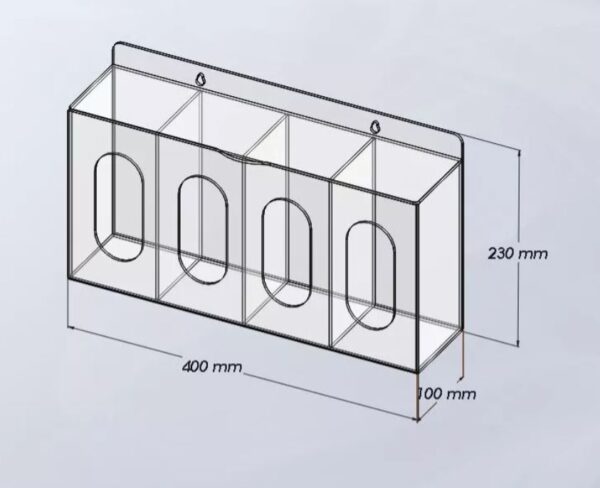 Dispensador Acrílico Con 4 Divisiones Cubrebocas, Cofias y mas - Imagen 3