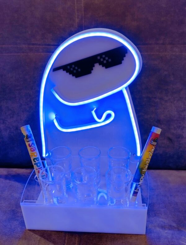 Porta Shots De Acrílico FLORK MEME Luz Neon Led 25cm - Imagen 13