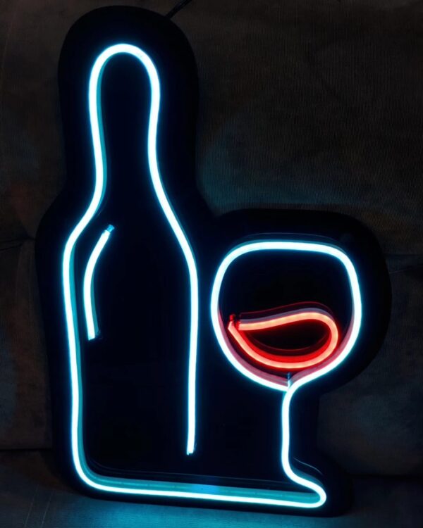 Letrero NEON 45x30cm Vino & Copa