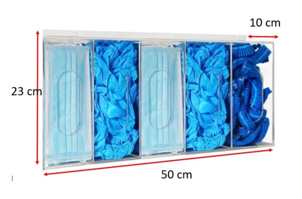 Dispensador Acrílico Con 5 Divisiones Cubrebocas, Cofias y mas.. - Imagen 2