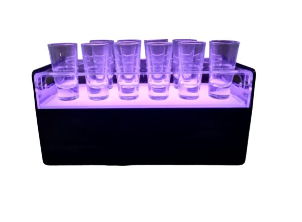 Porta shots Caja Acrilico para 12 Vasitos Con luz Led de un color - Imagen 4