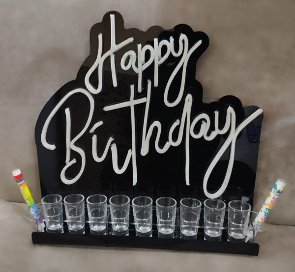 Porta Shots De Acrílico Happy Birthday neon LED - Imagen 2