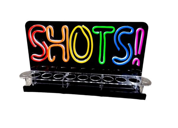 Porta Shots De Acrílico "SHOTS" Luz Neon Led 40cm LGBT - Imagen 2