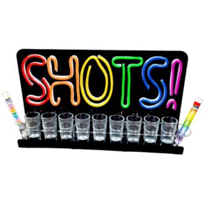 Porta Shots De Acrílico "SHOTS" Luz Neon Led 40cm LGBT