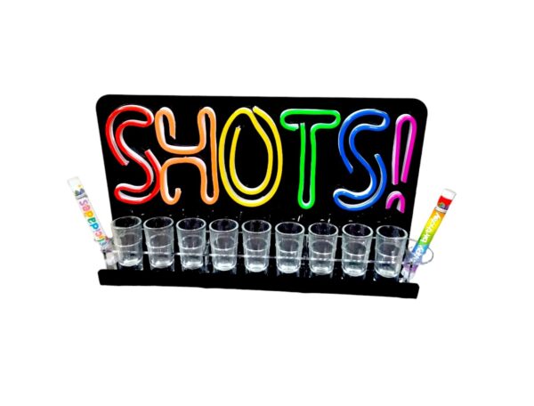 Porta Shots De Acrílico "SHOTS" Luz Neon Led 40cm LGBT